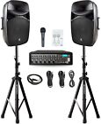 PRORECK MX15 15inch 2500W Bluetooth Powered PA System Mixer/Amp with Stands/Mic