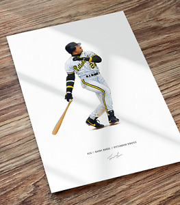 Barry Bonds v2 Pittsburgh Pirates Baseball Illustrated Print Poster Art