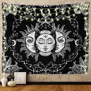 Sun and Moon Tapestry Burning Sun Tapestry Colorful Starry Psychedelic 83