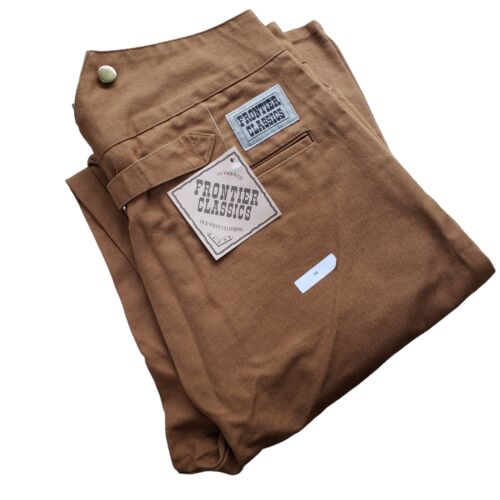 Frontier Classics Pants NEW Button Fly Brown Canvas V Notch Back CM83 34x36