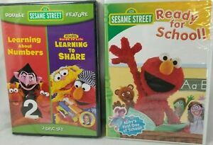 2 SESAME STREET DVDs - Learning About #s/to Share + Ready for School SEALED NEW