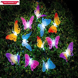 Butterfly Solar String Lights Outdoor, 12 LED Waterpoof LED Solar Butterfly Ligh