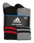 6 Pair Adidas MEN CLIMALITE CREW CUSHIONED DRY Socks BLACK GREY Large 6-12 $24