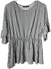 Boohoo Womens short bell sleeve checkered babydoll blouse, size 14