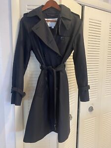 Coach Women’s Black Trench Coat Rain Coat Small Petite with Belt SP
