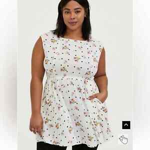 New TORRID Babydoll Crepe Tunic Top Polka Dot Size 4X Plus Size NWT Floral