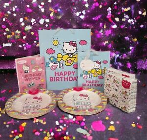 Hello Kitty Happy Birthday Card with Plates, Beverage Napkins, and Gift Bags
