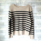 Magaschoni Women's 100% Cashmere Sweater Striped Tan Size Large