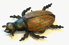 Antique Tin Litho Crawling Scarab Beetle Striped Red Spots Toy Made Germany DGRM
