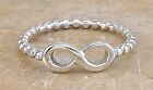 CUTE .925 STERLING SILVER BEADED INFINITY RING size 8 style# r3329