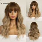 Long Wavy Dark Brown to Honey Blonde Wig with Bangs Women Daily US Hair Fanshion