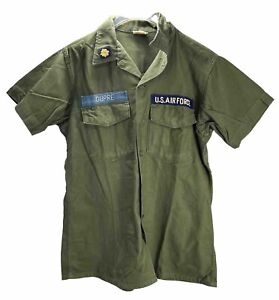 VTG Air Force Vietnam Era Utility Shirt 16 1/2 x 32 Issued Fatigue 8405-782-3019