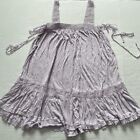 Free People Babydoll Dress Womens M Lilac Lace Strap Flowy Gauzy Mini Crinkle