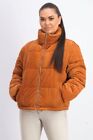 Collection B Juniors' Cropped Corduroy Puffer Coat Ocre Size Extra Small