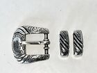 New Lucchese Classics Silver Belt Buckle 3 Piece Set Tapered Belts