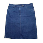 Talbots Denim Blue Jean Pencil Straight Knee Length Skirt Cotton Stretch Size 10