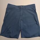 TASC Performance Chino Shorts Men 35 Tailored Blue Flat Front Bamboo Golf