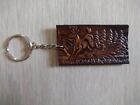 Handmade Genuine Leather Keychain with Deer Embossing Recycled Leather