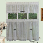 Creative Linens Daisy Embroidery Kitchen Curtain Valance Tiers IVORY