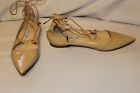 Jimmy Choo Tan Patent Leather Ankle Strap Flat Heel Shoes Size 36 1/2