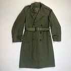 Vintage men's army surplus drab green cotton trench coat, size S