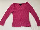 VTG 90s 00s Betsey Johnson Pink Cashmere Lace Knit Cardigan Sweater Sz XS/S