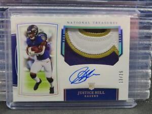 New Listing2019 National Treasures Justice Hill Rookie Patch Auto Autograph RC #/25 Ravens