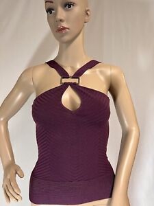Bebe Women’s Tops. Sleeveless Crossed Front Design Top, Purple, Size S