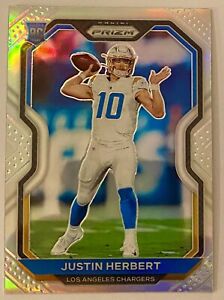 2020 Panini Prizm Justin Herbert Silver Prizm RC Rookie #325 Chargers