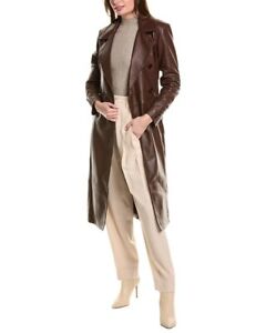 Lamarque Erma Leather Trench Coat Women's Brown Xs