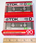 Lot of 2 TDK D90 90 Minute Blank Audio Cassette Tapes New! Sealed!