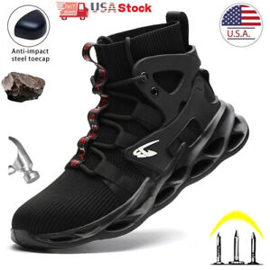 Men's Sneakers Safety Shoes Steel Toe Work Boots Construction Non-slip Size 8-13