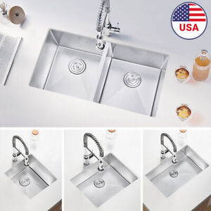 304 Stainless Steel Undermount Single Slot / Double Bowl Small Kitchen Bar Sink