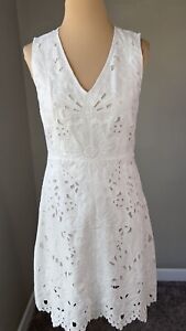 Theory Jemoine Floral Embroidered White Cotton A-Line Dress 4