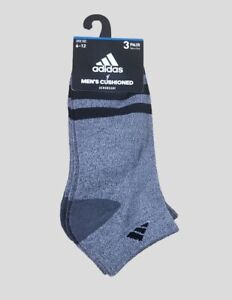 ADIDAS Mens Socks Low Cut Cushioned Aeroready 3 Pack Shoe Size 6-12 Gray