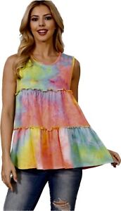 Womens plus top NEW size 1x Spring tie dye babydoll tunic party shirt cute NWT