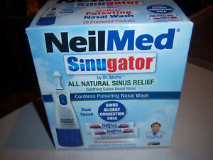 NEW BOXED NeilMed Sinugator Cordless Pulsating Nasal Wash  30 Premixed Packs