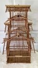 Vintage MCM Pagoda Style Decorative Bamboo Bird Cage 4 Tier 28