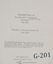 Gorton P202, 2 Dimensional Pantograph, Parts List and Assemblies Manual