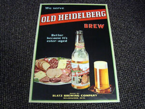 Circa 1930s Blatz Old Heidelberg Brew Meat Platter Sign, Milwaukee, Wisconsin