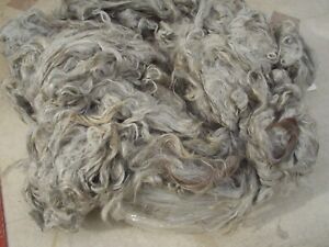 8 oz. Washed Grey Suri Alpaca Fleece Fiber Spinning Wool Roving Platinum Gray