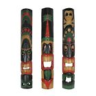 Zeckos Set of 3 Hand Carved 39 Inch Tall Island Style Polynesian Tiki Masks