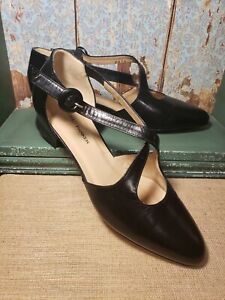 Joel Parker Woman Dress Leather Shoes Size 7.5 Black Heel Pump Made in Italy