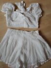 Ladies two piece shorts and top white Shein size small new  no tags.