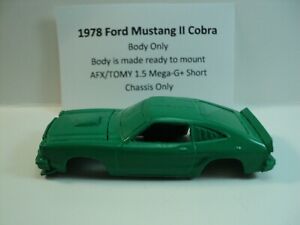 HO Slot Car Resin Body 1978 Mustang II Cobra Green AFX TOMY Mega-G+ 1.5 Narrow