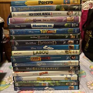 (17) Walt Disney Pixar  DVD Movie Lot, Animated Cartoon Family Kids Children