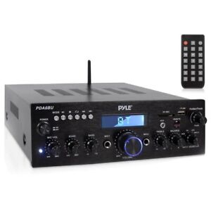 Pyle Compact Bluetooth Stereo Amplifier - Desktop Audio Power Amp Receiver w/ FM