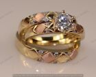 2.00 Ct Round Cut Moissanite His & Her Trio Ring Set 14K Real Yellow Gold Plated
