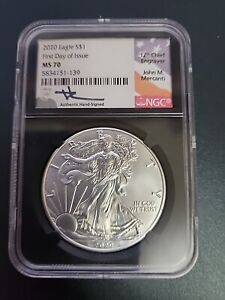 2020 MS70 American Silver Eagle NGC Special Label Signed John M. Mercanti