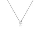 Necklace 18k Solid White Gold Cubic Zirconia 5 mm Pendant for Girls and Adults